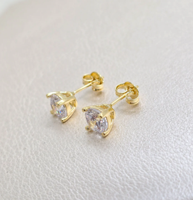 Aros Solitario Swarovski Cuatro Puntos