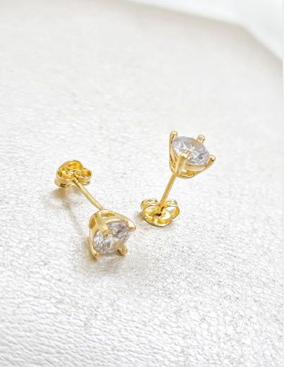 Aros Solitario Swarovski Cuatro Puntos