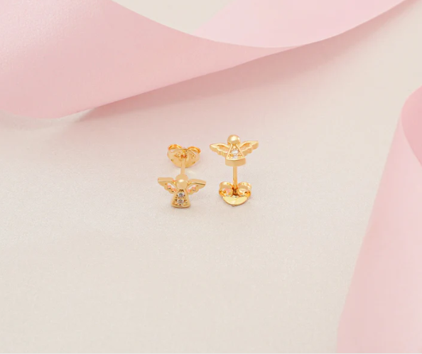 Aros Angelito Circonias Oro Laminado 18k